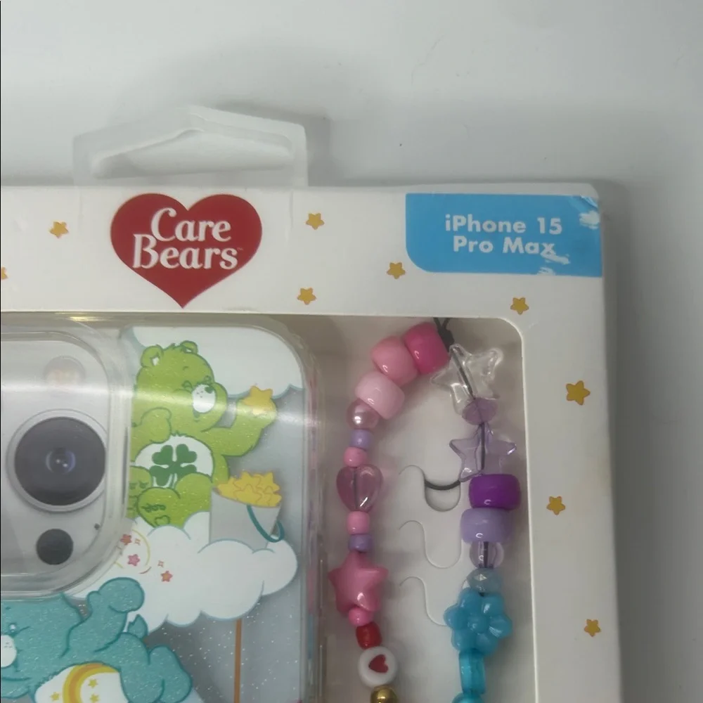 Care Bears Colorful Cloud iPhone 15 Pro Max Case with Beaded Strap